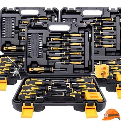 Juego de Destornilladores Profesionales Mejorado con Portapuntas Magnético, Incluye Herramientas de Precisión, de Cabeza Plana, Phillips, Hexagonales y Torx