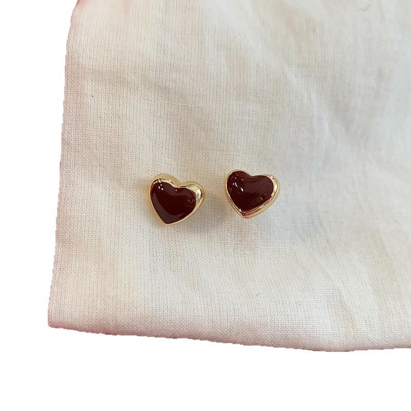 2025 Gold Trim Heart Stud Earrings: Korean Style, Exquisite, Versatile, High-Class Autumn/Winter Jewelry