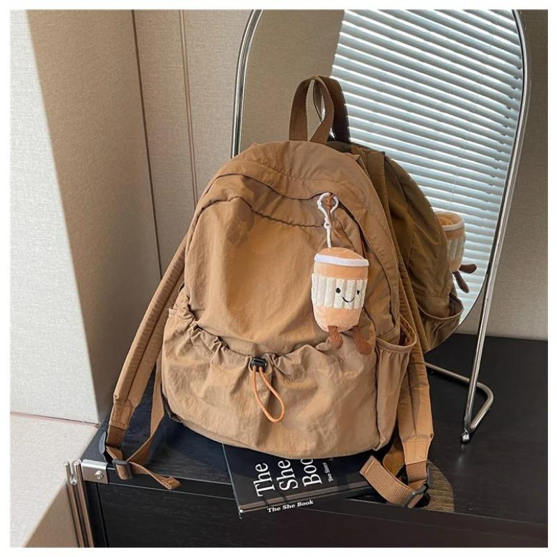 

Fashiable pleated nyl backpack for women niche and trendy large-capacity flip-top student backpack schoolbag for girls хакі