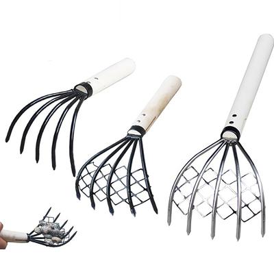 Clam Rake With Net 5 Claw Wood Handle Rake Shell Digging Tool Dig Seafood Tool