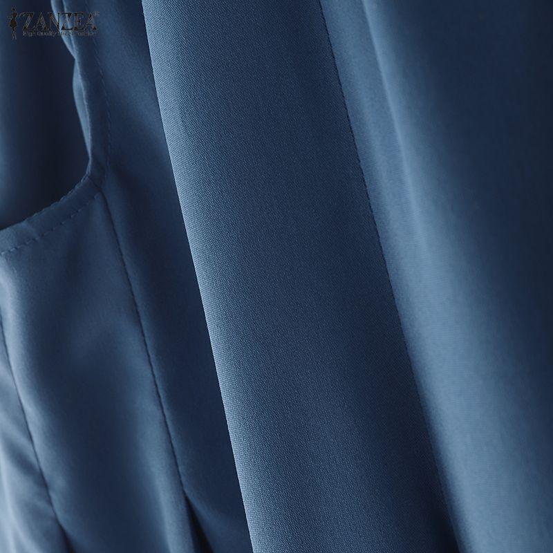 ZANZEA Womens Casual Solid Color Loose Wide Leg Pants