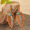 New Fashionable Boho Style Brown Earrings Ethnic Holiday Style Leaf Shaped Earrings