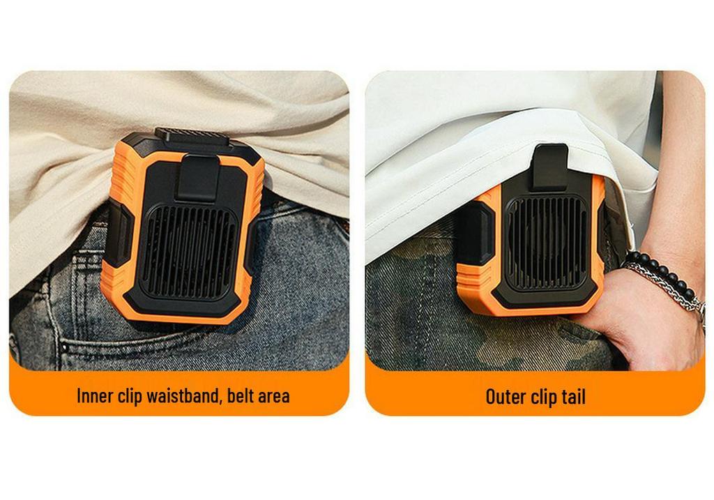 Portable Rechargeable Waist-Hanging Electric Fan: Large Capacity, Strong Wind, Outdoor Cooling