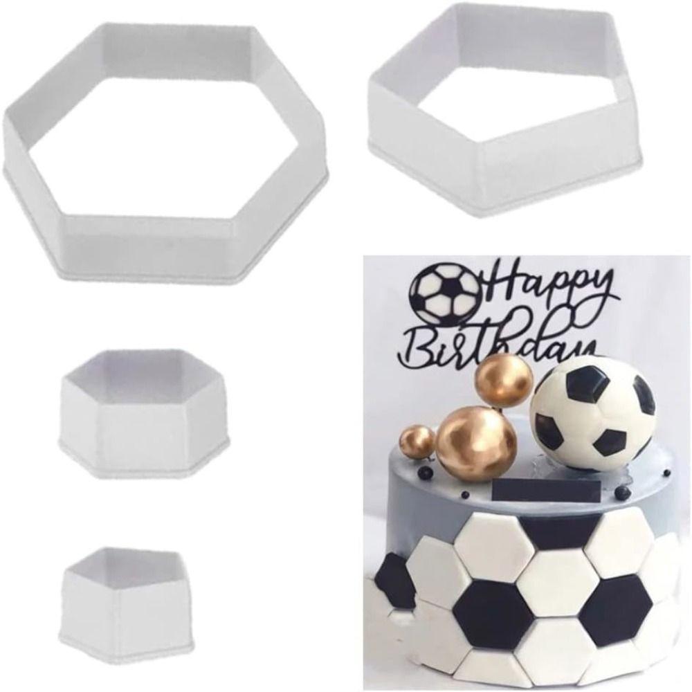 4pcs Football Pattern Cookie Cutter Set Non-Stick Hexagon Cookie Cutter Kitchen Accessory