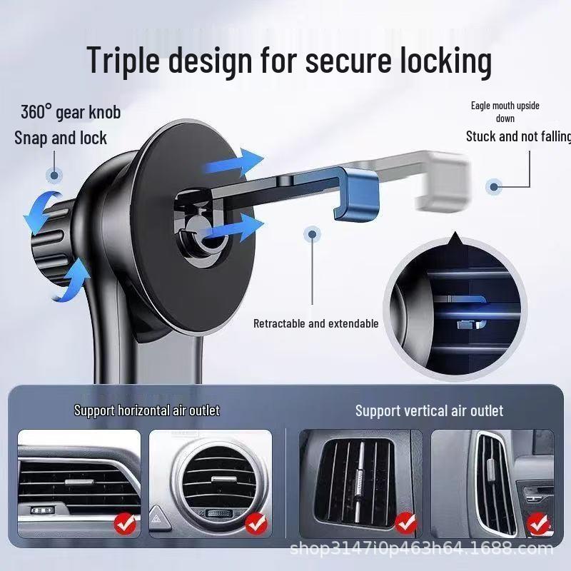 Invertierter Haken Auto Handyhalter für horizontale & vertikale Lüftungsschlitze - Robuste, verlängerte Halterung für Navigation
