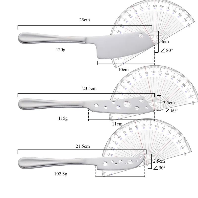 

Набор из 3 ножей для сыра Нож для сыра из нержавеющей стали Лопатка для масла Нож для пиццы Креативный нож с отверстиями Инструменты для выпечки серебряный