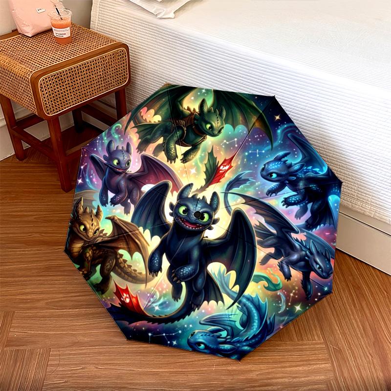 

1PC Automatic Folding Umbrella Toothless Night Fury Pattern 8 Ribs Portable Foldable Travel Umbrella Christmas Birthday Gift разноцветный