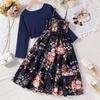 Spring 2026 Girls' Floral Sling Dress & Cardigan Set