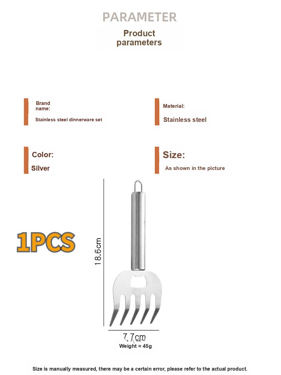 5 шт. Многофункциональный измельчитель мяса  Медвежья лапа , вилка для разрывания мяса курицы, говядины, свинины для барбекю, кухонный резак для еды 1 pcs 18.6cm серебряный