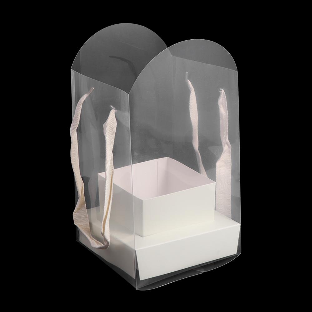 Transparent Handheld Flower Box Paper Box Handbag Bouquet Wrapping Bag Portable Packing Material Flower Bag Valentine Day