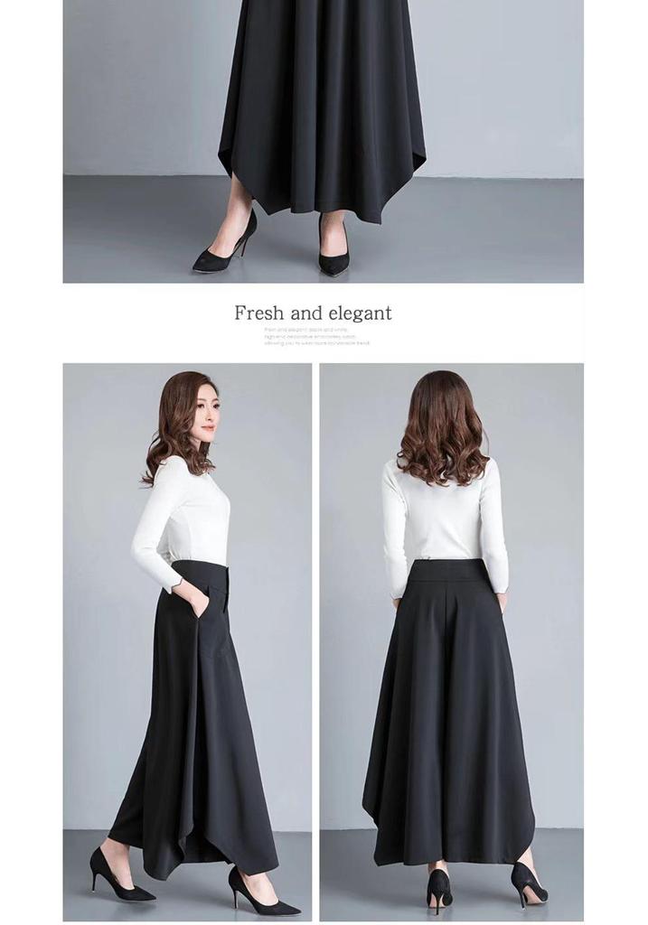 Plus Size Irregular Wide-Leg High-Waisted Korean Style Drape Skirt-Pants for Women - Spring & Summer