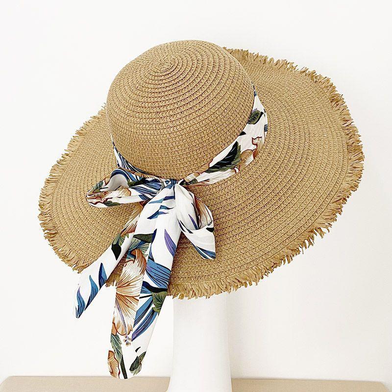Γυναικείο Ψάθινο Καπέλο Ηλίου με Φαρδύ Γείσο - Πτυσσόμενο Καπέλο Παραλίας & Διακοπών
