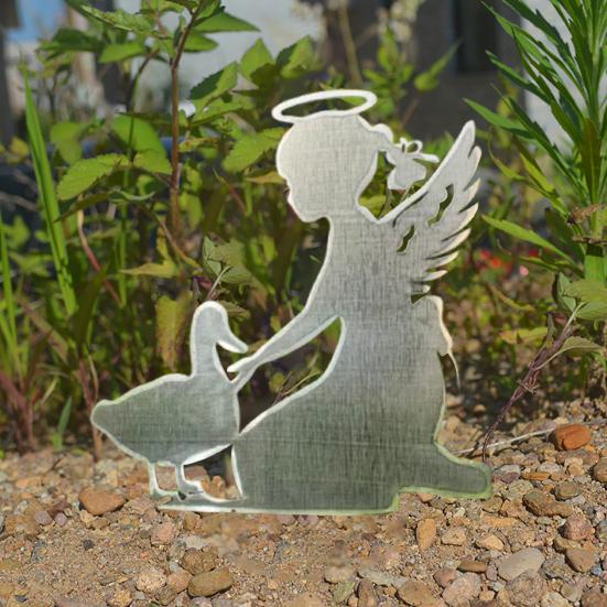 Pet Memorial Garden Stake Guardian Angel with Pet Garden Decor Outdoor Cat Dog Memorial Sign for Pet Owners Yard Art Decoration