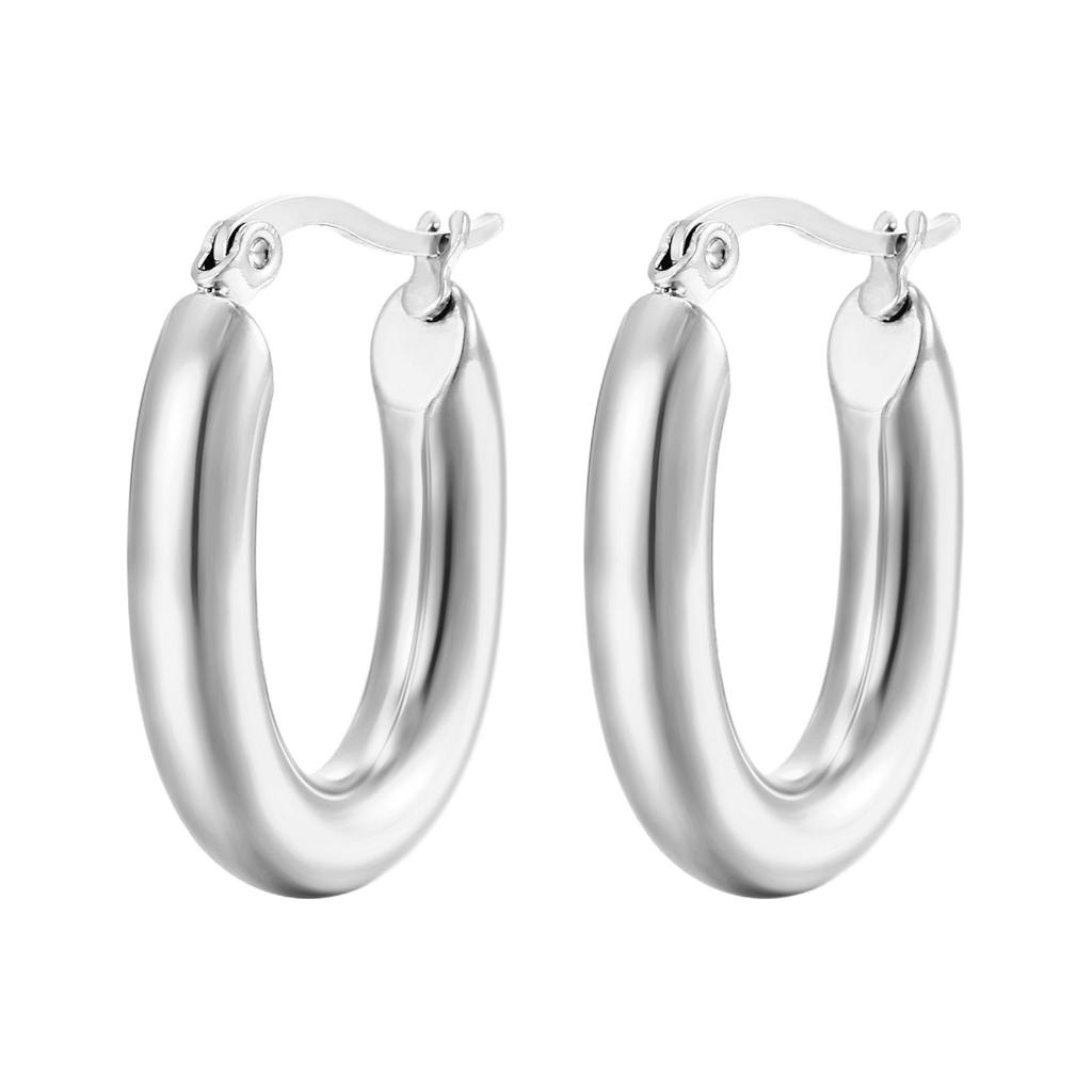 Stainless Steel Minimalist Round Hoop Earrings for Women