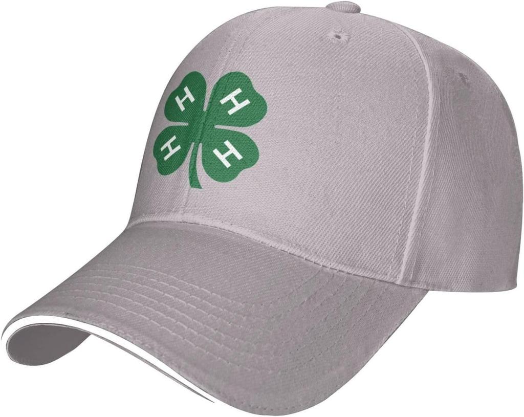 4H Clover Emblem Baseball Cap Polyester Casual Adjustable Sun Protection Adult Snapback