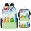 Digital Building Block Numberblocks School Bag Large Capacity Polyester Backpack Satchel Bag Pencil Bag Backpack Three-Piece Set