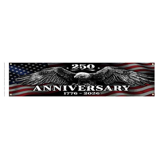 250th Anniversary Banner 6.5x1.5ft 250 Years of Freedom American Patriotic Decoration