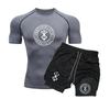 Men's Anime Double-Layer Quick-Dry Shorts & Tee Set for Outdoor Running & Fitness