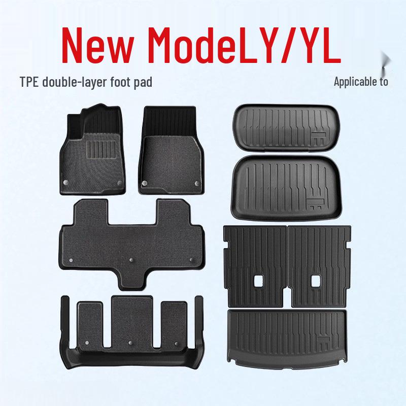 Double-Layer TPE Floor and Trunk Mats for Tesla Model Y 6-Seater - Custom Interior Accessories