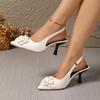 New Women's Shoes Stiletto Pointed Satin Flower Rear Empty Women's Sandals Xlv5-
