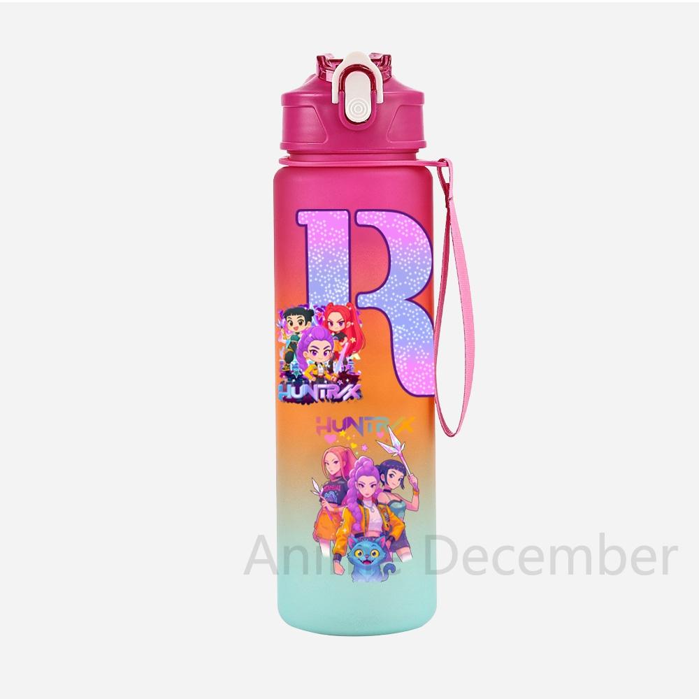 Anime K-Pop Demon Hunters A-Z English Letter Printed Character Water Cup Demon Hunters Large Capacity Outdoor Portable Drinking Bottle for Boy Girl