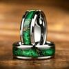 With Dark Green Synthetic White Stone Rings, 8mm Cosmic Starry Sky Stainless Steel Men Ring, Wedding Band Jewelry Drop Ship