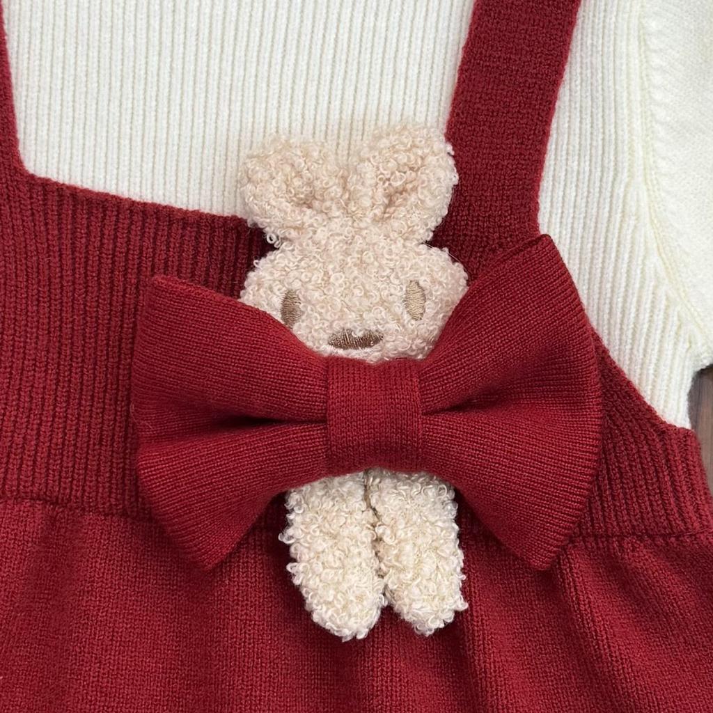 Girls' Cute Rabbit Knitted Sweater Dress - Autumn/Winter Fashion