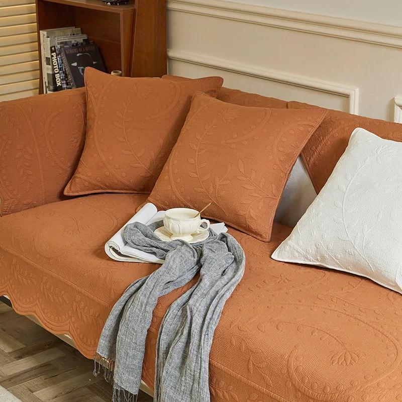 

Вышитая хлопковая подушка для дивана, универсальная нескользящая хлопковая ткань на четыре сезона, чехол для дивана для гостиной 70x70