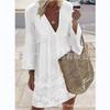 New European and American Women's Clothing Spring and Summer Pure Cotton Splicing Lace Loose Dress