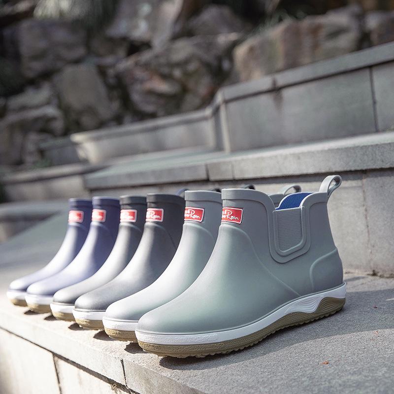 Ankle Men's Rain Boots Rubber Platform Rainboots 2024 Fall Slip On Rain Shoes Male Waterproof Work Boots Winter Men Rain Boots