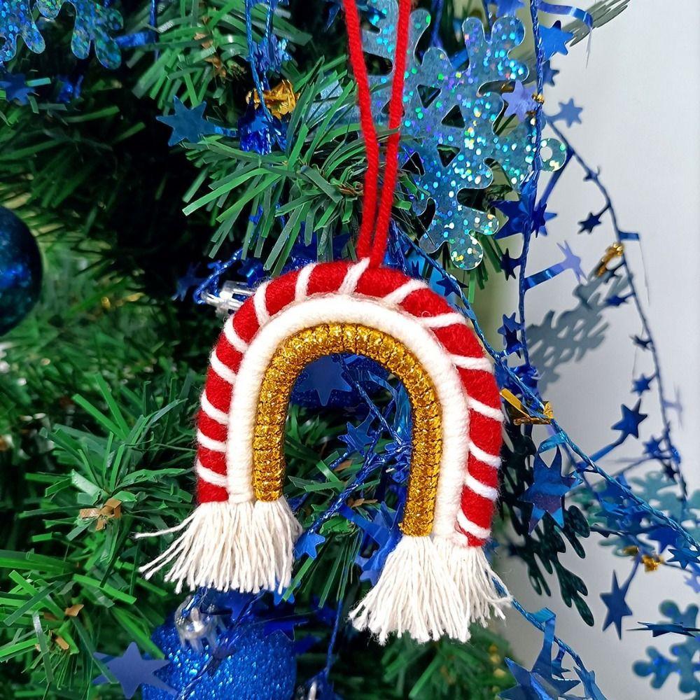 Nordic Woven Glitter Rainbow Pendant Cartoon Boho Tassels Tapestry  Holiday Decor