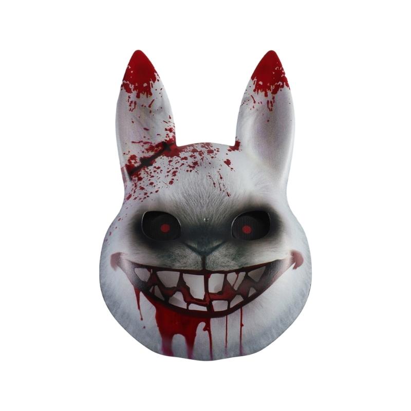 Realistic Anime Horror Rabbit Mask Lightweight Practical Plastic With Adjustable Strap For Cosplay Halloween Costume Event