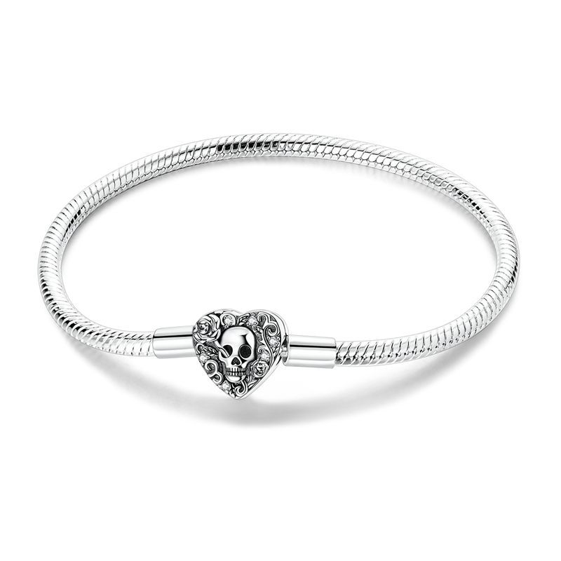925 Silver Sparkling Fashion Zircon Spherical Heart-Shaped Snake Bone Bracelet For Women Fashion Birthday Jewelry Gifts