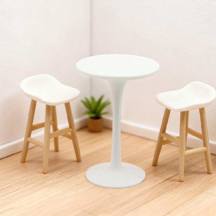 Miniature Dollhouses Display Round Top Stool Accessory 1/12 Scale, Realistic Zakka Table Stool Dollhouses Miniature