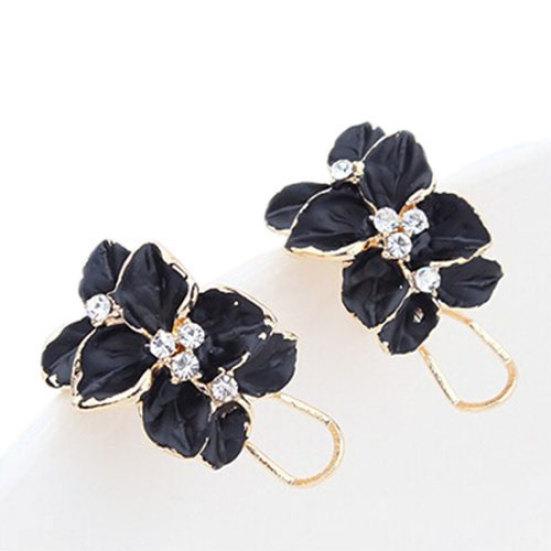 Hot Elegant Women Gardenia Flower Rhinestone Ear Stud Earrings Jewelry Gifts