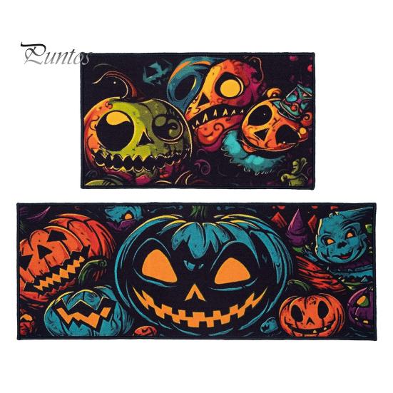 2 ks Halloweenský kobereček Koupelnová podložka Super absorpční Rychleschnoucí Protiskluzový dýňový potisk Víceúčelová halloweenská party dekorace Kuchyně