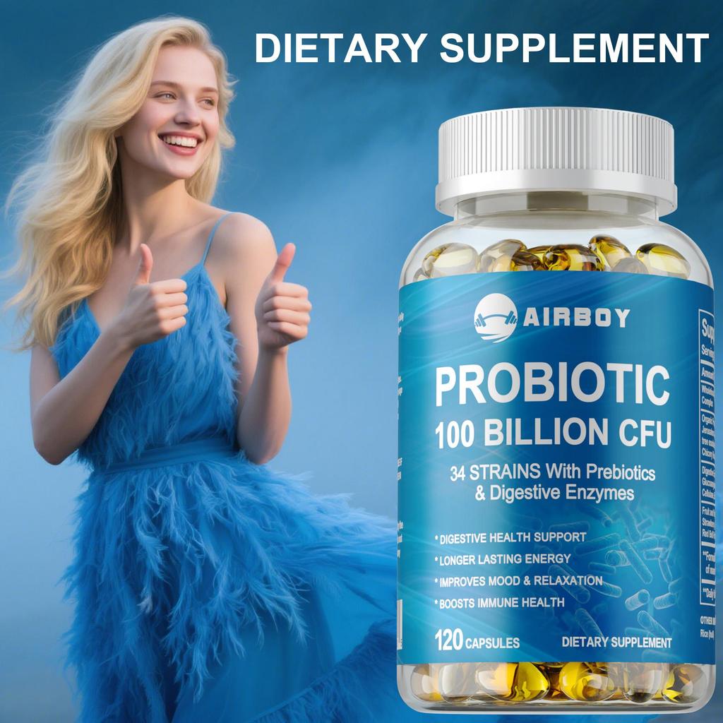 120pcs Prebiotic 100 Billion CFU - Digestive Enzyme-Gas & Bloating Relief,Immune