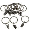 12-pack curtain rings with clips, 25mm curtain rings for hanging curtains - brown 25mm