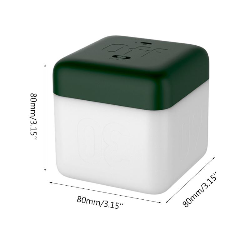 Timing LED Night Light USB Rechargeable Square Flip Switch Brightness Adjustable Bedside Desk Lamp with 5/15/30/60Minute