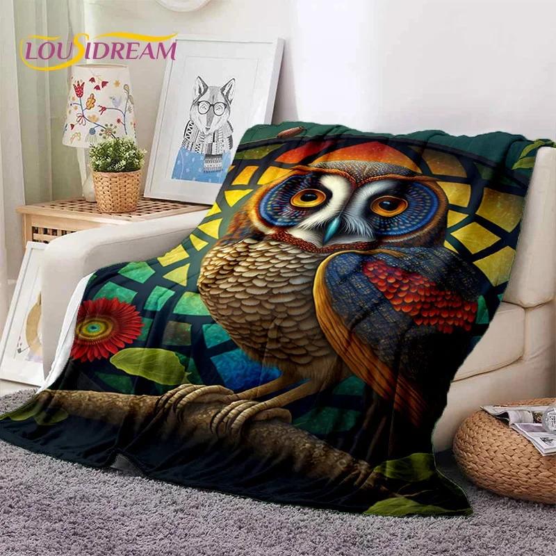 Cute Owl Eagle Birds Cartoon 3D Soft Flannel Blanket for Beds Bedroom Sofa Picnic,Throw Blanket for Cover Outdoors Leisure Gift