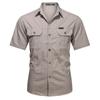 Mens Lightweight Quick-Dry Work Shirt With Multiple Pockets Loose Fit Cotton Long Sleeve Outdoor Casual