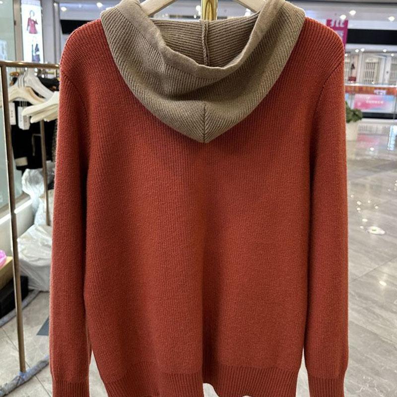 Sweaters Coat Cardigan for Women Autumn Winter Large Size Loose Long Sleeve Knit Cardigan Hooded Middle-Aged Sweaters Jacket
