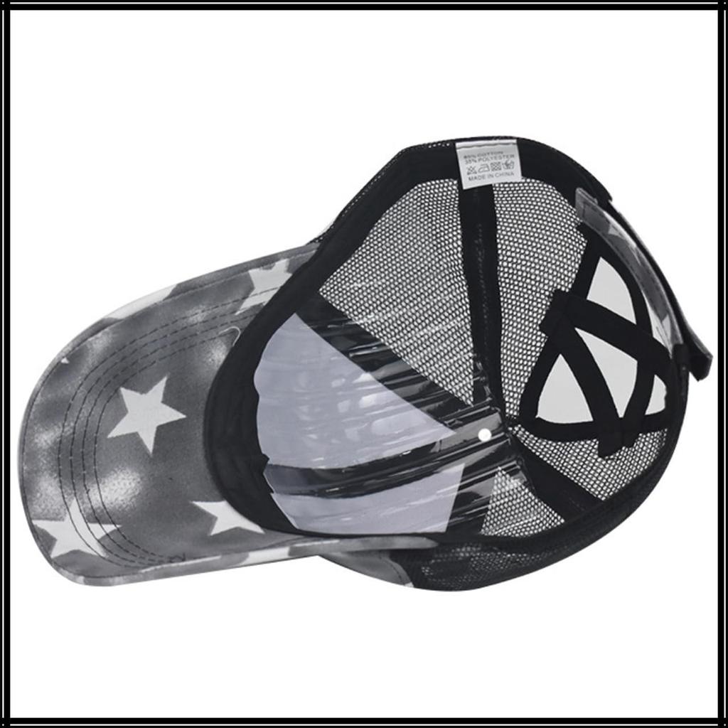 White Fang Baseball CZA449 Hat, Cap, Mesh, Cap, Breathable, Adjustable, Star, Sports, Men's, Women's, (Black)