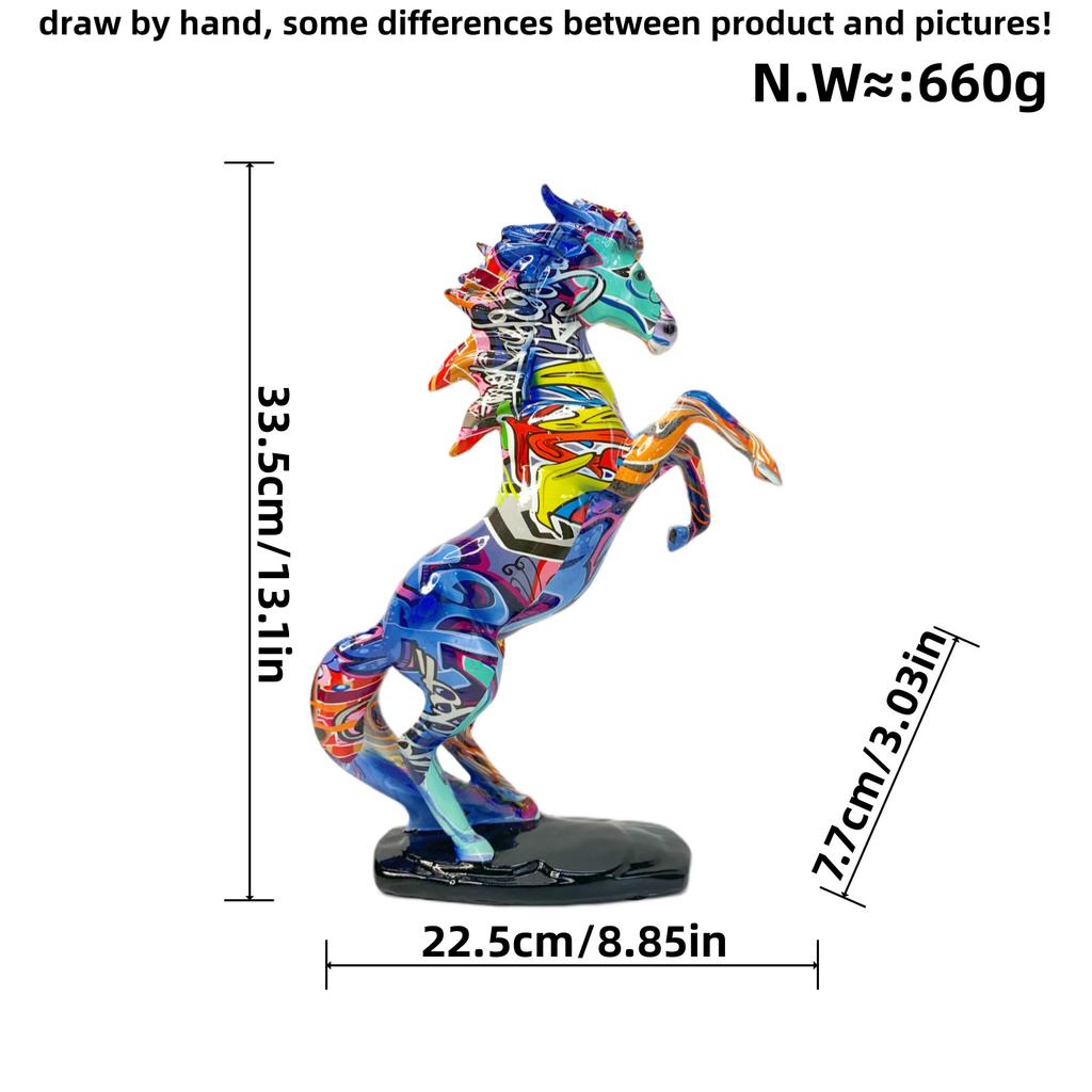 European-style Colorful Graffiti Water Transfer Horse Success Resin Crafts Ornaments Living Room Top Entrance Wine Cabinet Decoration Supplies Home