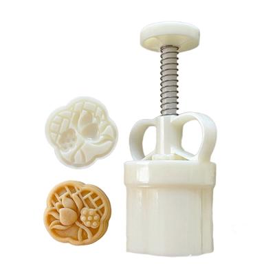 Ergonomic Handle Stamp Set Durable Mooncake Molds Lotusflower Shaped ABS Material Perfect Gift for Pastry Enthusiasts