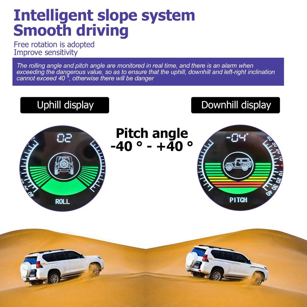 Universal Intelligent Car Inclinometer Tilt Gauge High Resolution HUD Digital Angle Slope Meter for Automobile