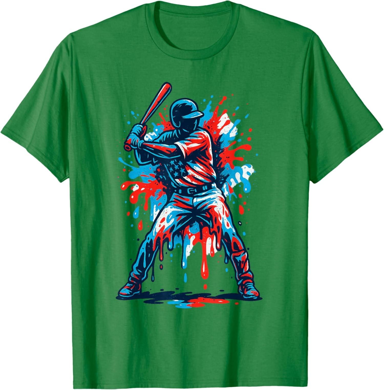 American Baseball Drip Patriotic For Ball And Bat Unisex T-Shirt S разноцветный