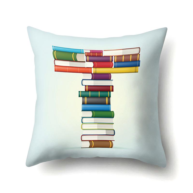 Polyester Pillowcase Car Decoration Home 26 English Letters Print Book Pillowcase