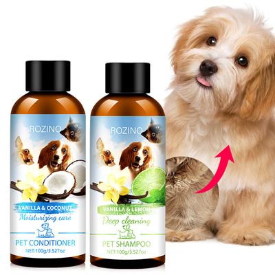 Pet Wash Care Set Shampoo 100ml+Conditioner 100ml Deodorizing Long Lasting Fragrance Cat Dog Shower Gel Pet Cleaning Products