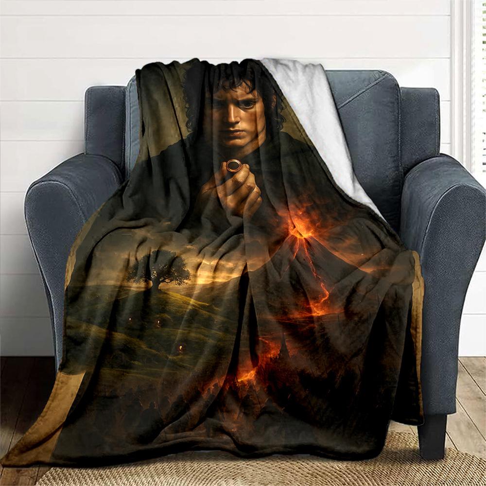 1pc Lord of the Rings volcano Flannel Blanket Soft Warm Throw for Home, Office, Travel, All-Season Cozy Bedding GiftL1284